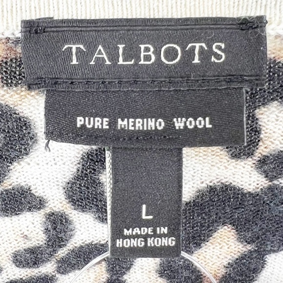 ✅ NWOT TALBOTS LEOPARD 100% MERINO WOOL TOP SIZE LARGE - Picture 3 of 3